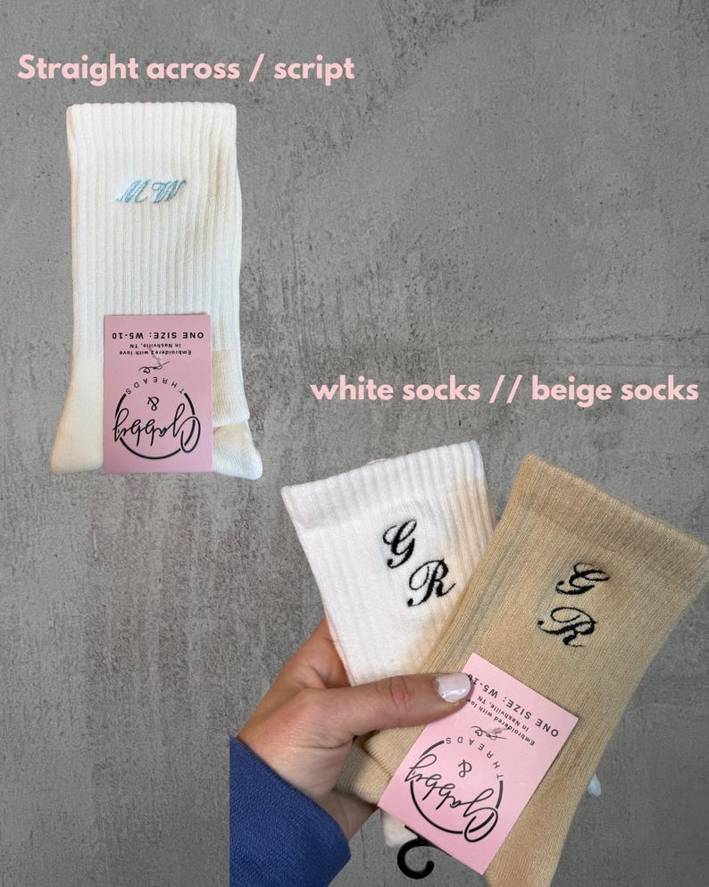 Chaussettes personnalisées avec prénoms/initiales - Disponibles en chaussettes antidérapantes pour Pilates, barre, Lagree et Regular (célibataire, soirée entre filles) image 4