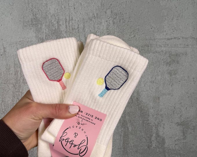 Pickleball Paddle Socks, Cute Pickleball Grip Socks, Aesthetic Crew Socks, Pickleball Lover Gift