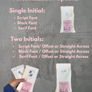 Chaussettes personnalisées avec prénoms/initiales - Disponibles en chaussettes antidérapantes pour Pilates, barre, Lagree et Regular (célibataire, soirée entre filles) image 5