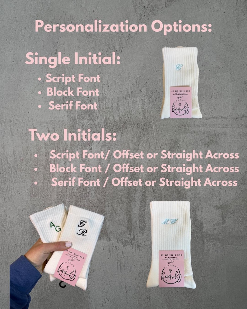 Chaussettes personnalisées avec prénoms/initiales - Disponibles en chaussettes antidérapantes pour Pilates, barre, Lagree et Regular (célibataire, soirée entre filles) image 5