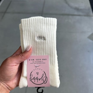 GRIP SOCKS - &quot;Mrs.&quot; Embroidered Socks| Pilates, Barre or Lagree | Wedding Gift, Bride-to-Be, Bachelorette Party, Bridal Shower Gift