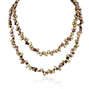 Handmade Baroque Pearl Necklace: Pink Tourmaline, Sterling Silver Clasp