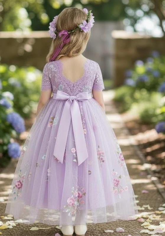 fitted lace wedding dress Glitter Tulle Lavender Quince Dress