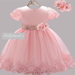 Pink flower girl dress, pink lace toddler dress, beach rustic boho flower girl dresses, pink baby girl dress