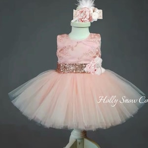 Blush Pink Flower Girl Dress, Rustic Vintage flower girl, Blush pink baby girl dress, gold pink princess dress, Lace flower girl dresses