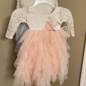 Tulle Flower Girl Dress, Blush Pink Flower Girl Dress, Mauve dusty pink Flower Girl Dress, Rustic lace flower girl dress, Boho Flower Girl
