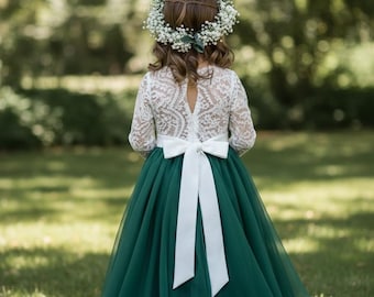 Hunter Green Sequin Tulle Dress: Holiday Party Flower Girl Dress - Etsy