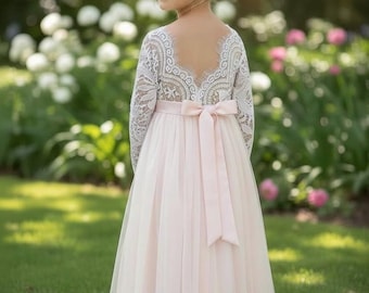 Blush baby girl tutu dress, first birthday dress dusty rose, princess fairytale dress girl, photo dress elegant, mini bridesmad dress boho