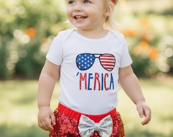 Amerika 4. Juli Outfit Baby-Mädchen, Unabhängigkeitstag Outfit Mädchen, 4. Juli-Baby-Outfit, 4. Juli T-Shirt Body, Mädchen 4. Juli