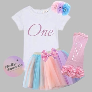 Rainbow unicorn 1st birthday outfit, rainbow babygirl tutu birthday dress, 1st birthday girl bodysuit, one birthday girl, cake smash rainbow