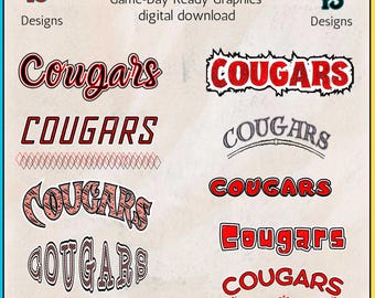 Cougars School Mascot Digital Download png, jpg, pdf | Team Spirit Sublimation Cricut File