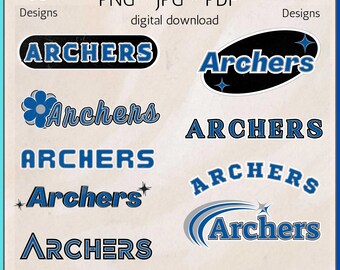 Archers Mascot Designs, Blue Grey Spirit Wear (PNG JPG PDF)