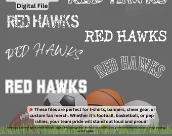 Red Hawks PNG Bundle: Sublimation Design for DIY Gifts (Digital Download File)