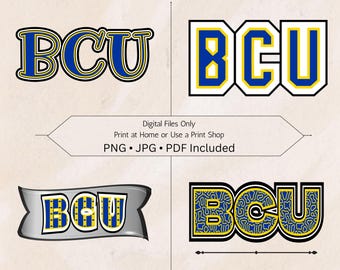 BCU Custom Initials Digital File for Team Mom School Sports PNG jpg PDF Sublimation