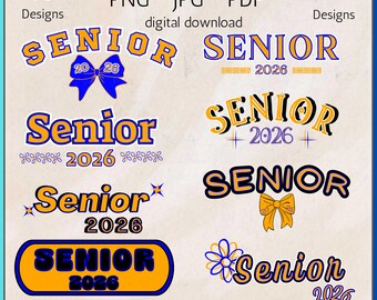 Senior 2026 Graduation Design Bundle, Orange Blue Class Graphics (PNG, JPG, PDF)