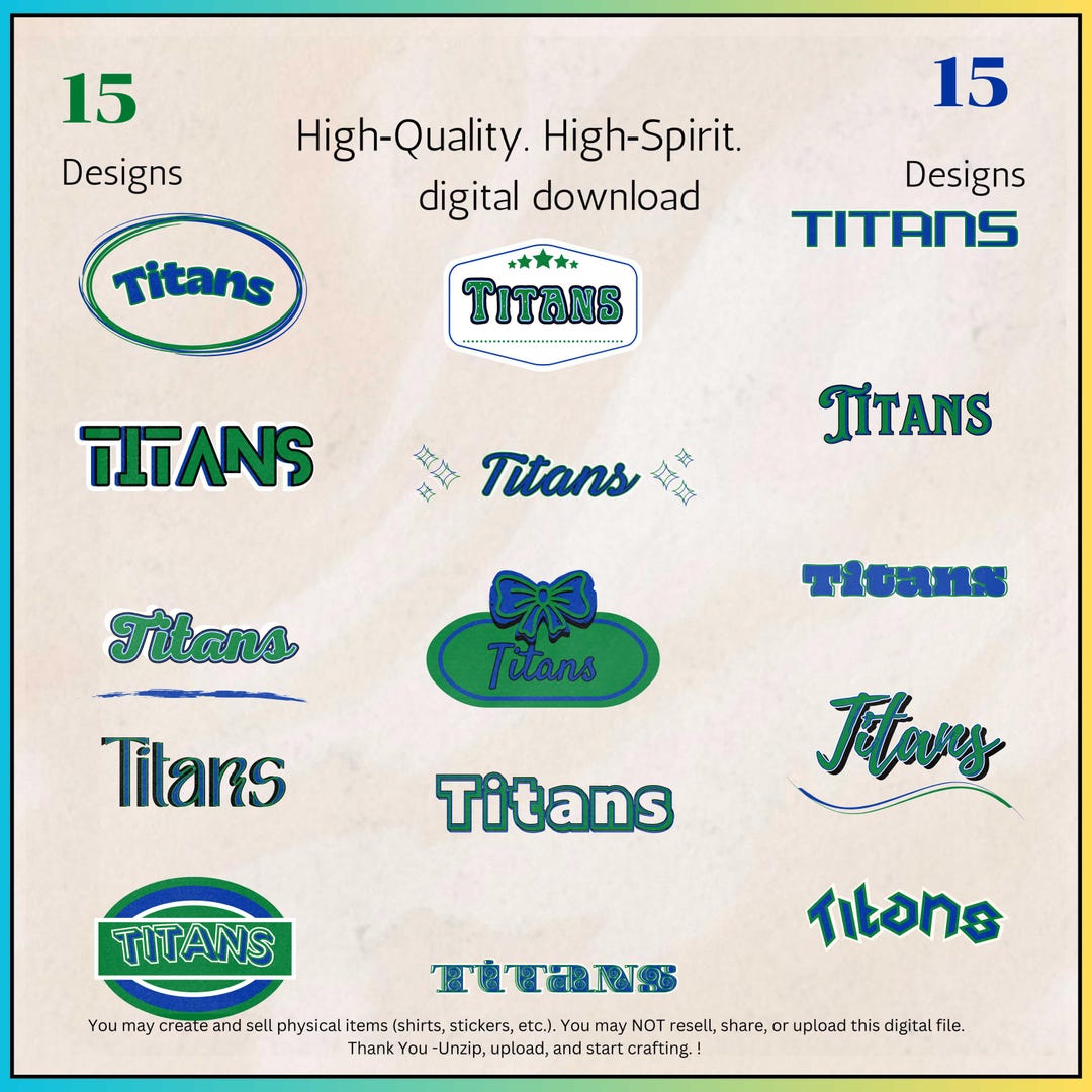 Titans Mascot SVG Bundle | 15 Designs | School Spirit Wear | Sports ...