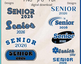 Senior 2026 Graphics Bundle • 15 Designs (PNG, JPG, PDF)