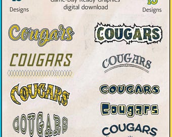 COUGARS School Mascot Digital Download • Team Spirit png pdf jpg • Cricut Sublimation Design