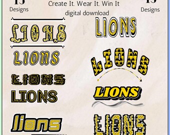 LIONS School Mascot Digital Download png, jpg, pdf | Create Stand-Out Spirit Wear