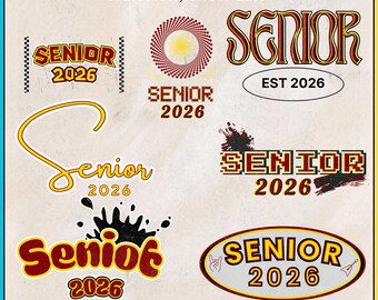 Senior 2026 Graduation PNG Bundle • Retro Class Designs (Digital Download)