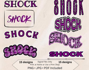 Shock School Mascot Digital Download png, jpg, pdf | Create Stand-Out Spirit Wear