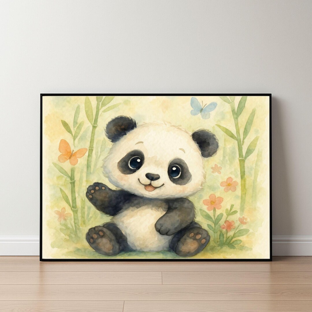Panda Nursery Wall Art – Baby Panda Watercolor Print – Cute Animal ...