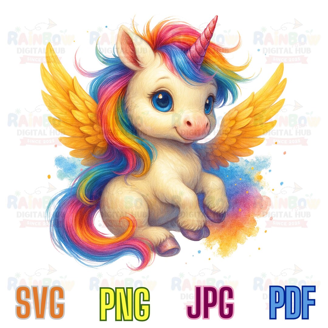 Cute Baby Unicorn Clip Art Printable Sublimation and Sticker Design ...