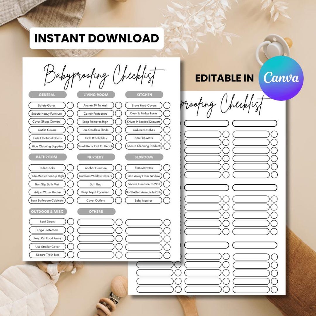 Baby Proofing Checklist.pdf EDITABLE Baby Proofing Checklist | Baby Essentials Checklist | Baby ...