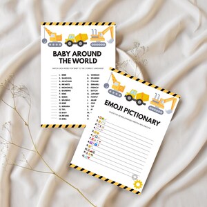 EDITABLE Construction Baby Shower Game Bundle | Baby Under Construction ...
