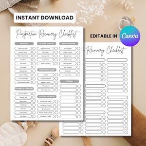 EDITABLE Postpartum Recovery Checklist | Printable New Mom Healing Guide | Parenthood Essentials | Printable Template | New Mom List