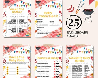 PRINTABLE BBQ Baby Shower Games Bundle | Summer Grill Theme | Printable Party Games for Boy or Girl Baby Shower | Instant Download PDF