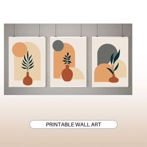 Minimalist Boho Printable Wall Art Set, Modern Abstract Botanical Prints, Digital Download, Neutral Home Decor