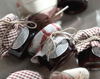 Jam Jar with Fresh off the Market Theme, Baking, Cake, Strawberry Jam Jar, Farmhouse, Tea Party, Baby Shower, Farmer’s Market, Party Favor