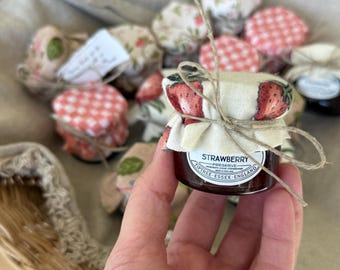 Custom Mini Jam Jars | Strawberry | Farmer's Market | Jam Jars | Personalized | Baby Shower | Birthday, Berry Sweet Baby Shower, Party Favor