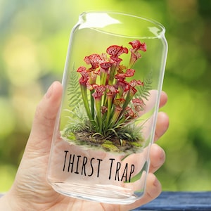 Thirst Trap Pitcher Plant Glass Tumbler, Goblincore Carnivorous Plants Cup, Whimsigoth Gothic Gift, Goth Garden Gifts For Plant Lovers