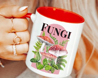 Vintage Mushroom Coffee Cup, Botanical Goblincore Amanita Fungi Decor