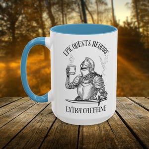 Fantasy Coffee Mug, Bookish Coffee Cup for Readers & Gamers, Epic Quest Extra Caffeine Mug, Medieval Knight DnD Gift, RPG Fantasy Lover Gift afbeelding 6
