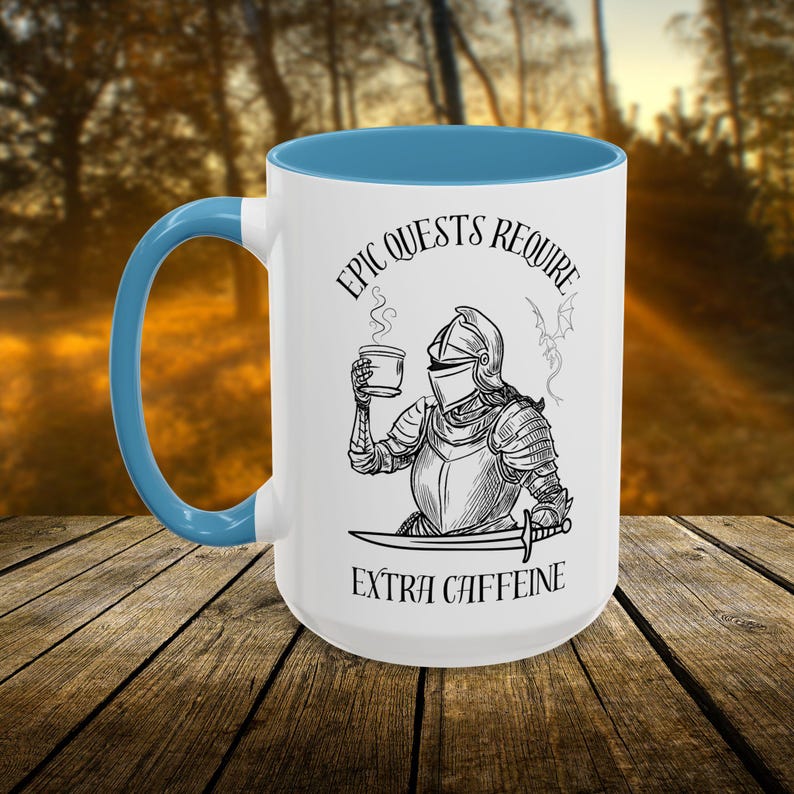 Fantasy Coffee Mug, Bookish Coffee Cup for Readers & Gamers, Epic Quest Extra Caffeine Mug, Medieval Knight DnD Gift, RPG Fantasy Lover Gift afbeelding 6