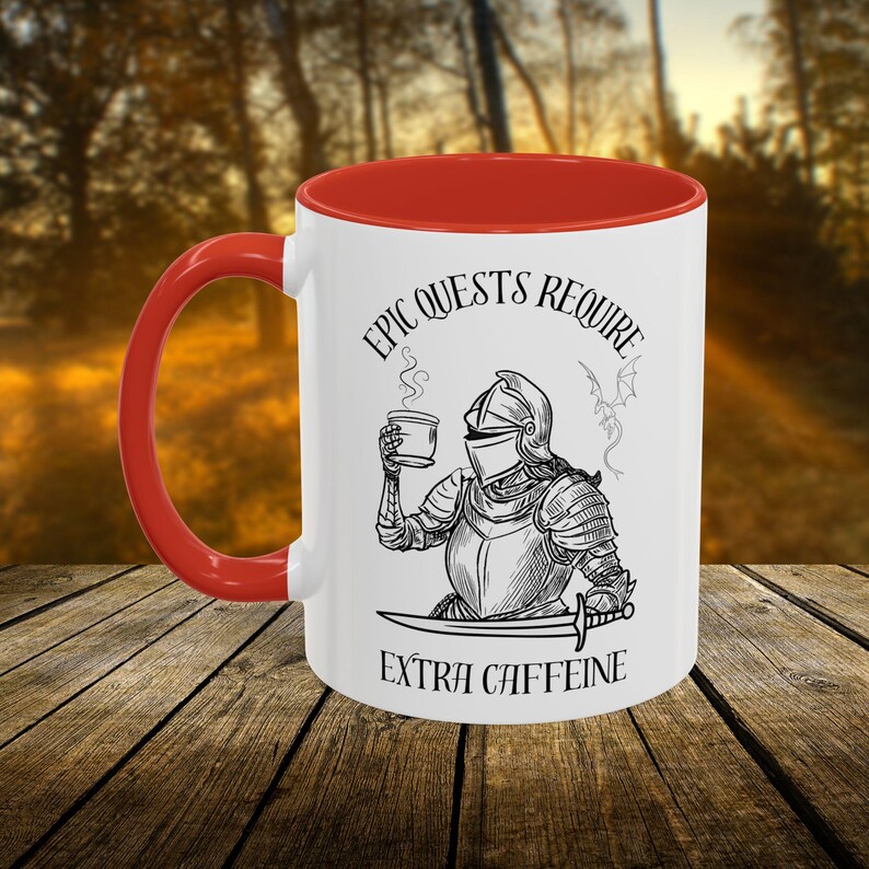 Fantasy Coffee Mug, Bookish Coffee Cup for Readers & Gamers, Epic Quest Extra Caffeine Mug, Medieval Knight DnD Gift, RPG Fantasy Lover Gift afbeelding 3