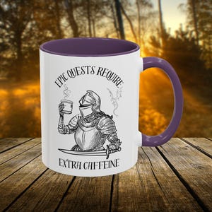 Fantasy Coffee Mug, Bookish Coffee Cup for Readers & Gamers, Epic Quest Extra Caffeine Mug, Medieval Knight DnD Gift, RPG Fantasy Lover Gift afbeelding 8