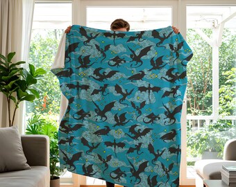 Fantasy Dragons Blanket, Bookish Romantasy Throw, Dragon Rider Gifts, Book Club Gifts
