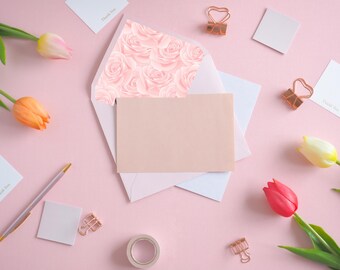 Pink Floral Envelope Liner Template, Printable (Digital Download)