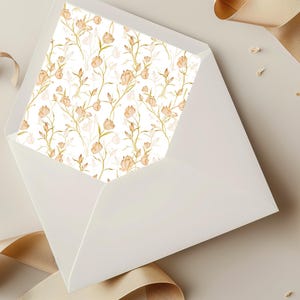 Envelope Liner Template, Printable Envelope Liner, Custom Envelope Liner,  A7 Envelope, Digital Download, Floral, Gold And White