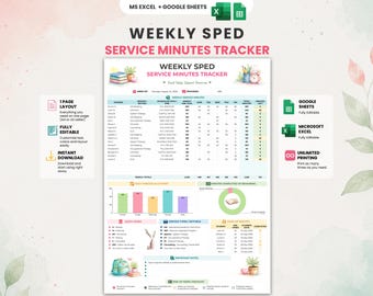 SPED Service Minutes Tracker | Special Education | Google Sheets + Excel | IEP Minutes Log | Make Up Minutes | A4 & US Letter | Teachers Log
