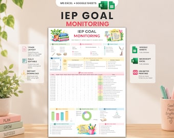 IEP Goal Monitoring Sheet | Special Education | Google Sheets and Excel | Trial Data Tracker | ABA Data Sheet | Data track | A4 & US Letter