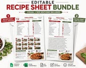 Editable Recipe Card Template Bundle | Excel, Google Sheets (Digital Download)