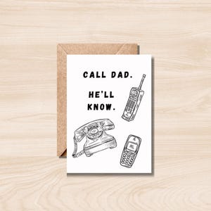 Carte de fête des pères amusante – « Appelle papa. Il saura » - Carte papa imprimable avec illustrations de téléphone
