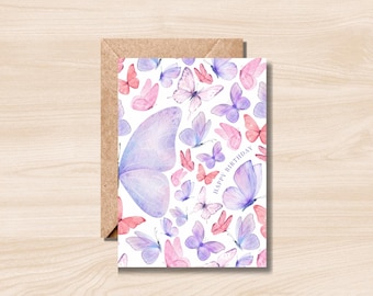 Butterfly Birthday Card – Cute Printable Birthday Card – Instant Digital Download
