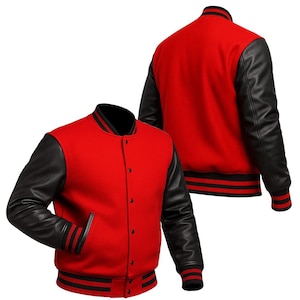 Unisex Women/Men’s Varsity Letterman Jacket |Handmade College Baseball High School Bomber Wool + Faux Leather Jacket