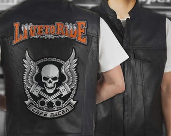 Men's Black Genuine Leather Biker Vest – Gothic Club Motorcycle Sleeveless Jacket